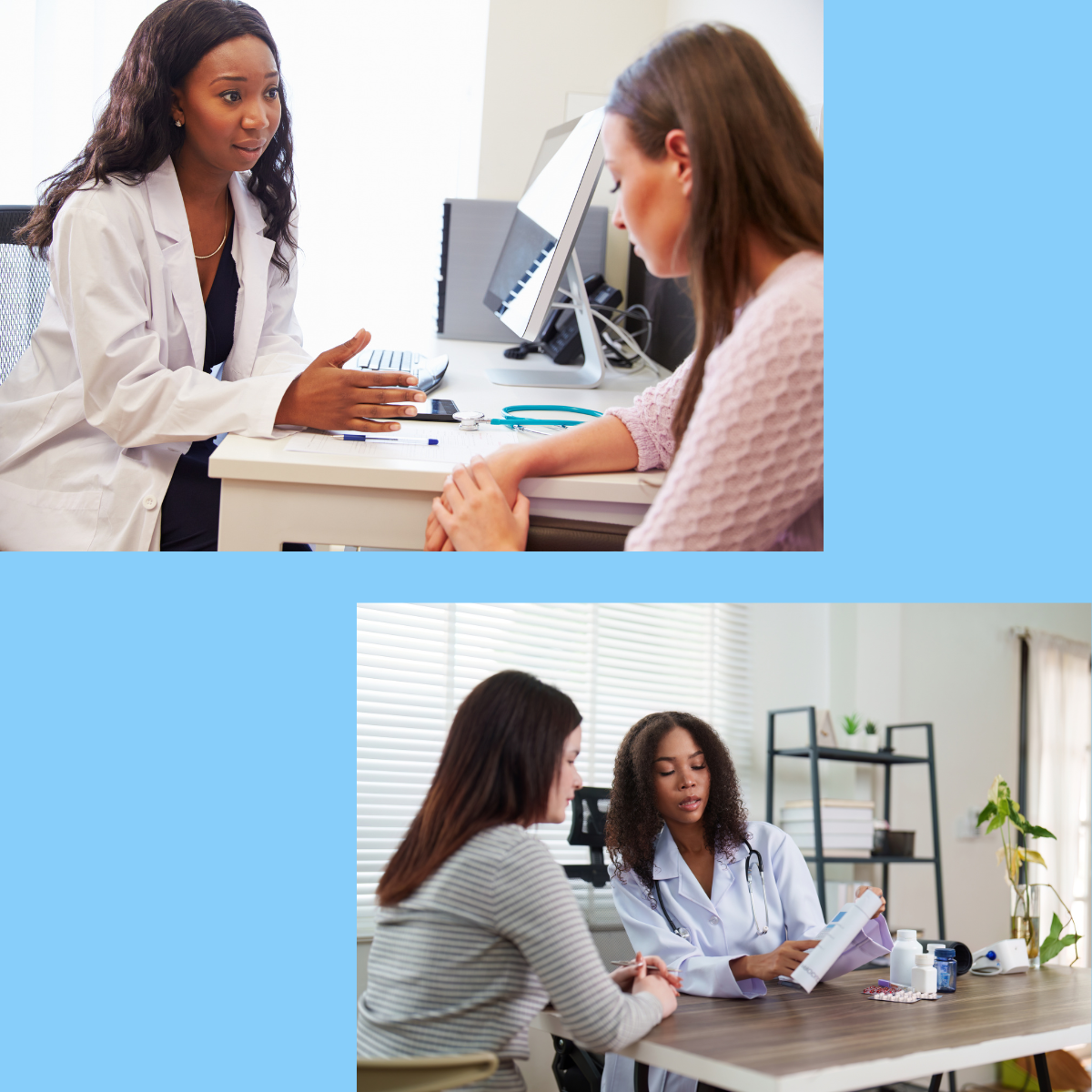 Female doctors counseling patient and client